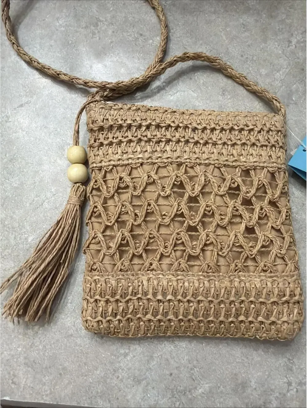 KissSea Grass Straw Purse Crossbody Bag Coastal Sustainable Boho Beachy New - Picture 2 of 8